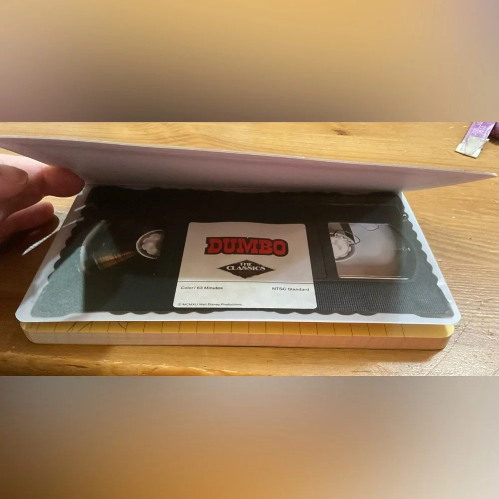 Disney: Dumbo hardcover small notebook replicate an old VHS tape of the movie.